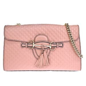 Gucci Guccissima Leather Emily Chain Micro Flap Bag Pink